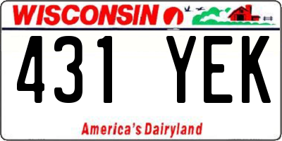 WI license plate 431YEK