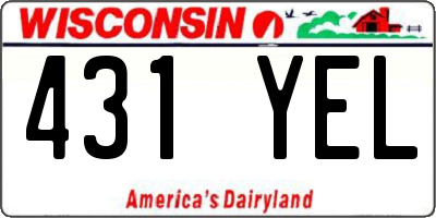 WI license plate 431YEL