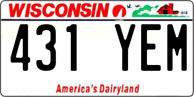 WI license plate 431YEM