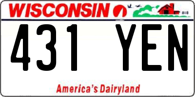 WI license plate 431YEN