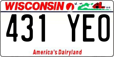 WI license plate 431YEO