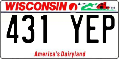 WI license plate 431YEP