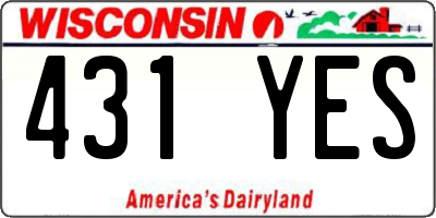 WI license plate 431YES