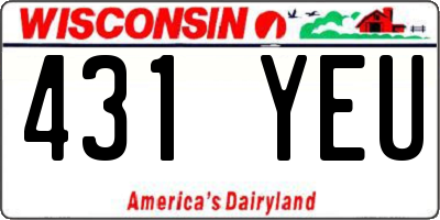 WI license plate 431YEU