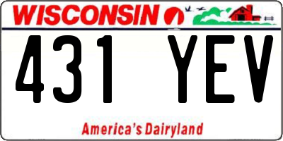 WI license plate 431YEV