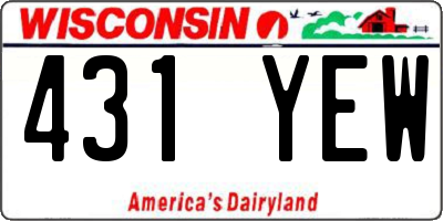 WI license plate 431YEW