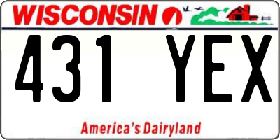 WI license plate 431YEX