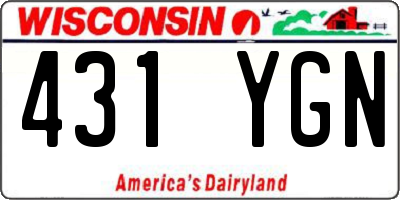 WI license plate 431YGN