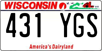 WI license plate 431YGS