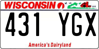 WI license plate 431YGX
