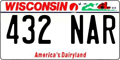 WI license plate 432NAR