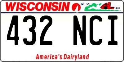 WI license plate 432NCI