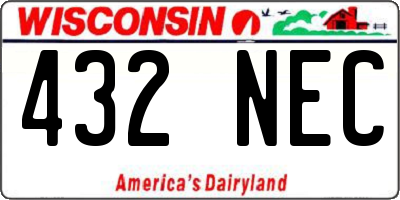 WI license plate 432NEC