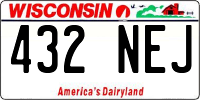 WI license plate 432NEJ