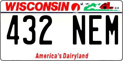 WI license plate 432NEM