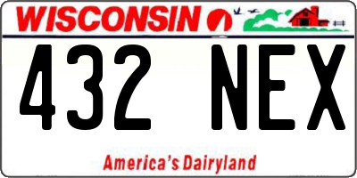 WI license plate 432NEX