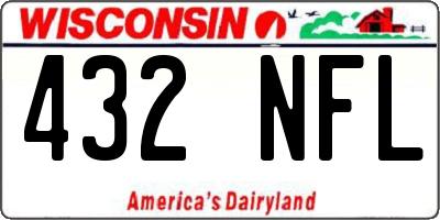 WI license plate 432NFL