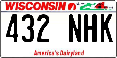 WI license plate 432NHK