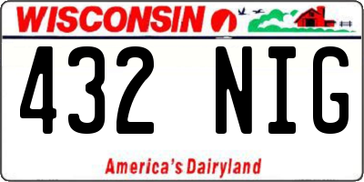 WI license plate 432NIG