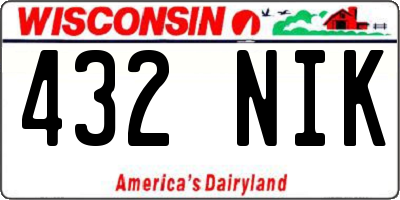 WI license plate 432NIK