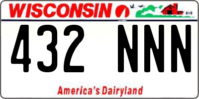 WI license plate 432NNN