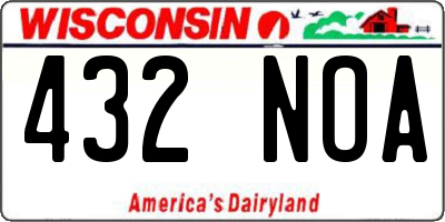 WI license plate 432NOA