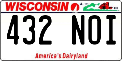 WI license plate 432NOI