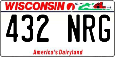 WI license plate 432NRG
