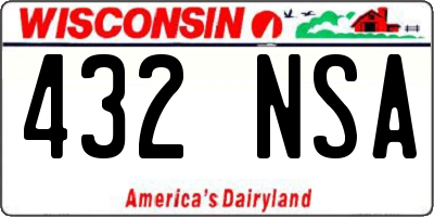 WI license plate 432NSA