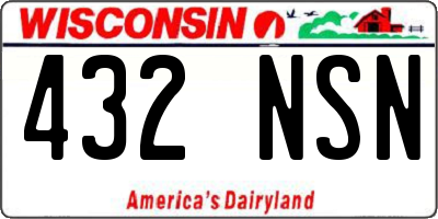 WI license plate 432NSN