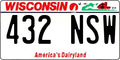 WI license plate 432NSW