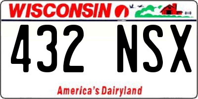 WI license plate 432NSX