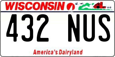 WI license plate 432NUS