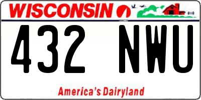 WI license plate 432NWU