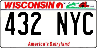 WI license plate 432NYC