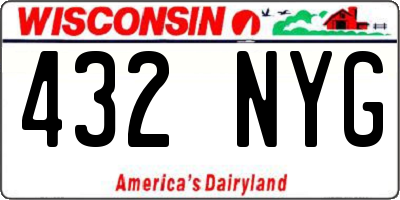 WI license plate 432NYG