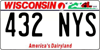 WI license plate 432NYS