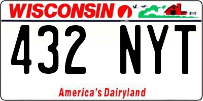 WI license plate 432NYT