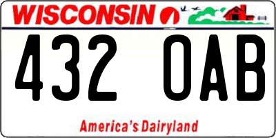 WI license plate 432OAB