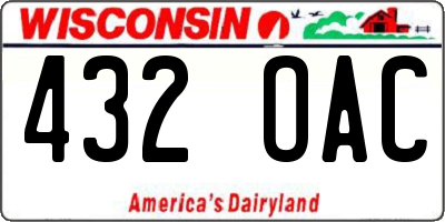 WI license plate 432OAC