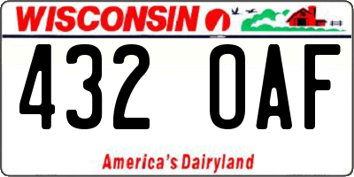WI license plate 432OAF
