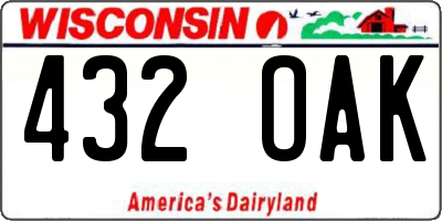 WI license plate 432OAK