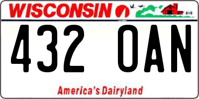 WI license plate 432OAN