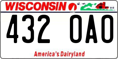 WI license plate 432OAO