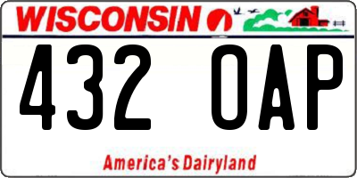 WI license plate 432OAP