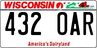 WI license plate 432OAR