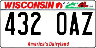 WI license plate 432OAZ