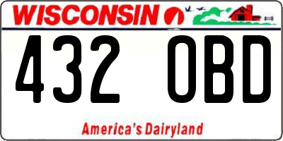 WI license plate 432OBD