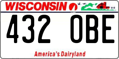 WI license plate 432OBE