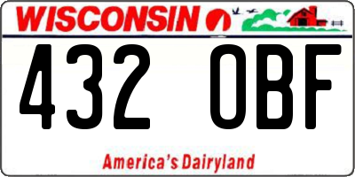WI license plate 432OBF